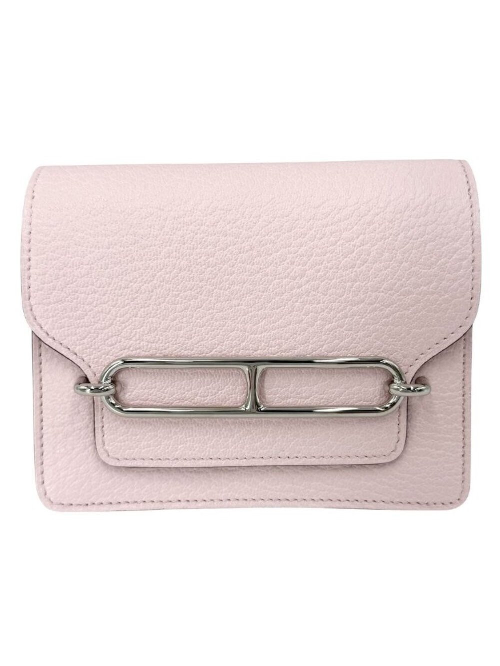 Hermes Bifold Wallet Roulis Slim Leather Pink Silver